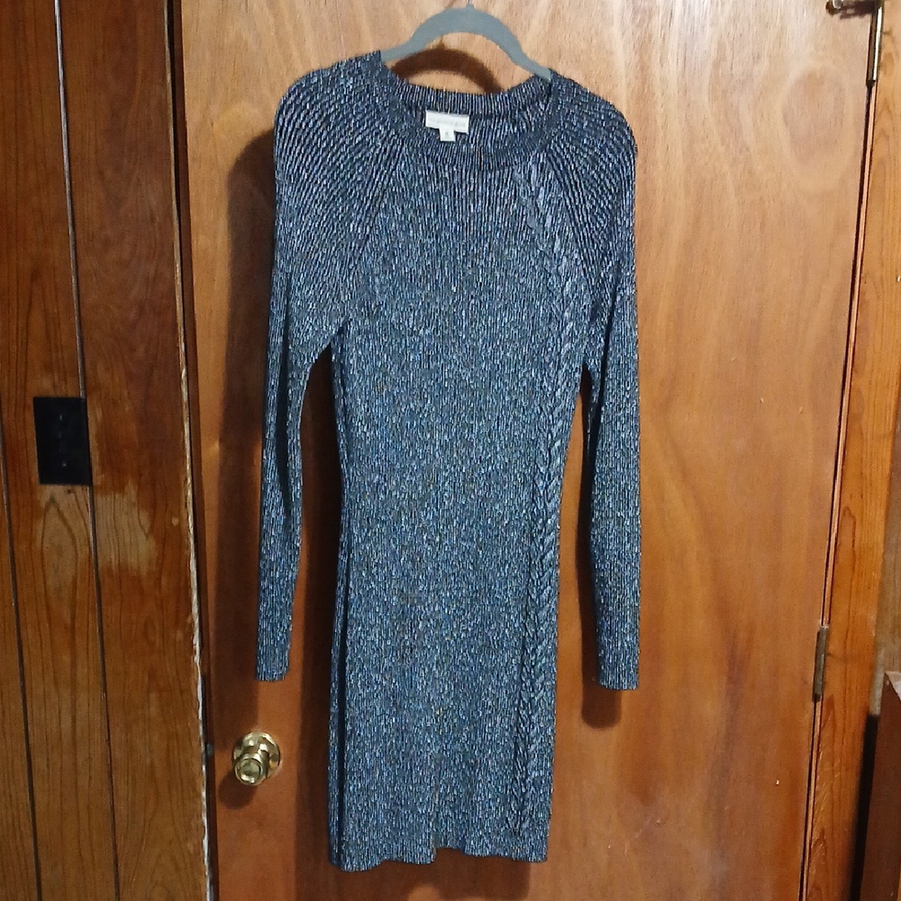 Elegant Black and Silver Knit Dress